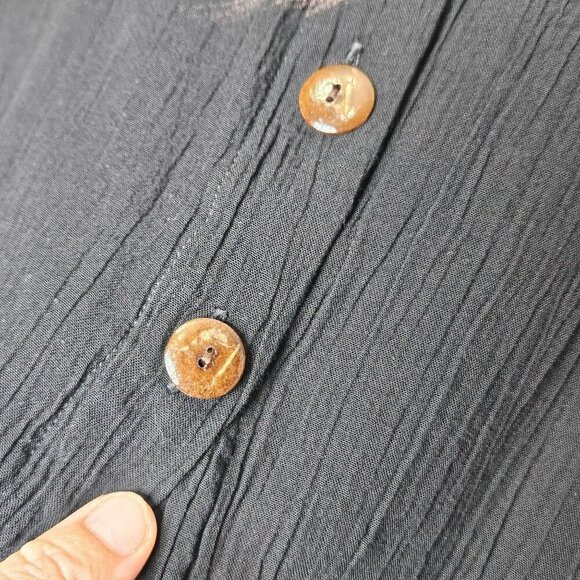 Paradiso Large Button-Down Cropped‎ Blouse Abstract Pattern Crepe High Low Hem - Picture 4 of 10